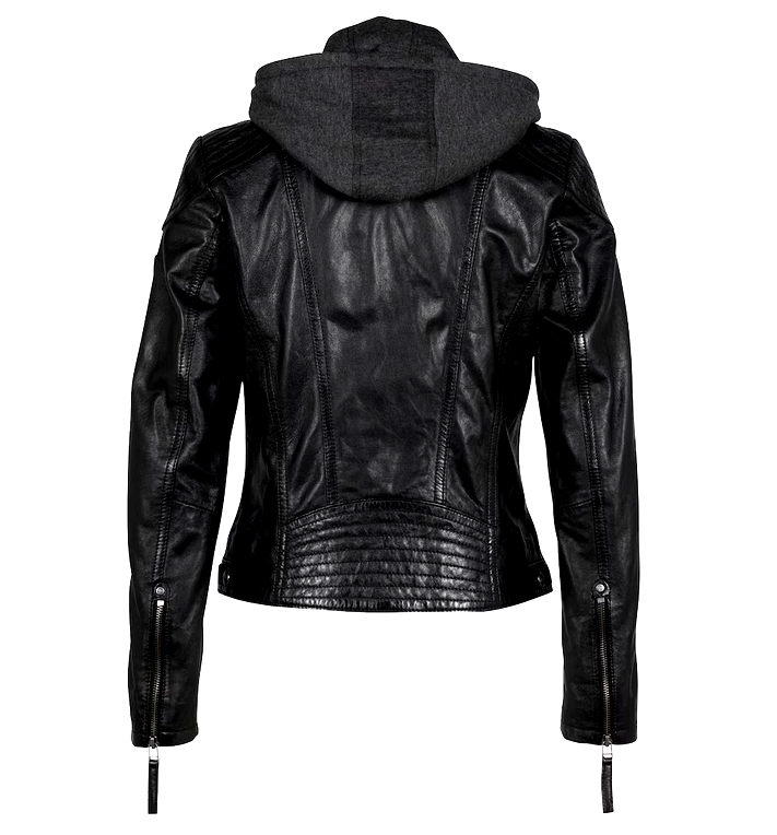 Gipsy Mauritius Lederjacke mit Sweat Hoodie Bikerjacke schwarz Gr. S/34