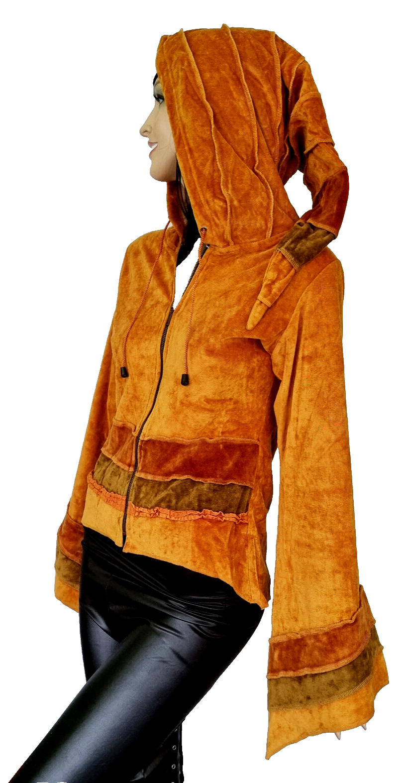 Gugel Zipfeljacke Baumwoll-Samt Goa Ethno Medieval Hippie Boho Gr.36/38