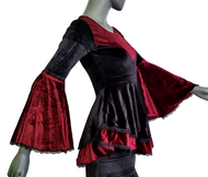 SamtTunika Gothic Witch Medieval Victorian schwarz-rot Larp Gr.34-38