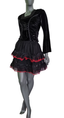 Zeige Bild Bäres Tüllrock Spitze Gothic Punk Rock Dark schwarz rot Gr.34-40 freesize 2