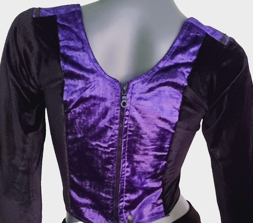 Bäres Corsagen-Top Kreuz Gothic Witch Samt Stulpenärmel schwarz Gr.36/38
