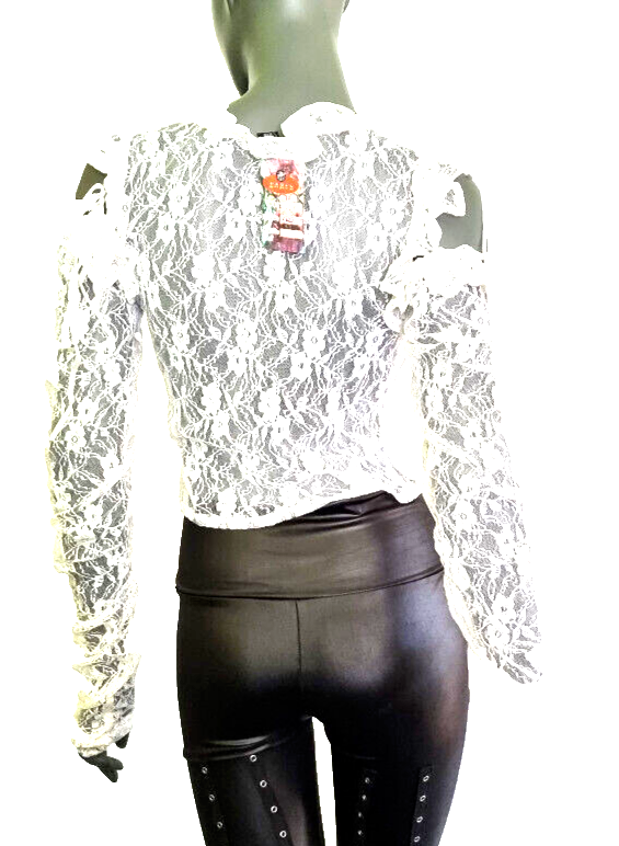 Spitzentop Raffungen weiss variabel Western Boho Victorian Gr.34-40 freesize