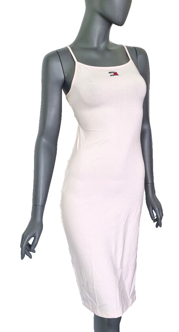 Tommy Jeans Jerseykleid Badge Tie rosé stretch Gr. L