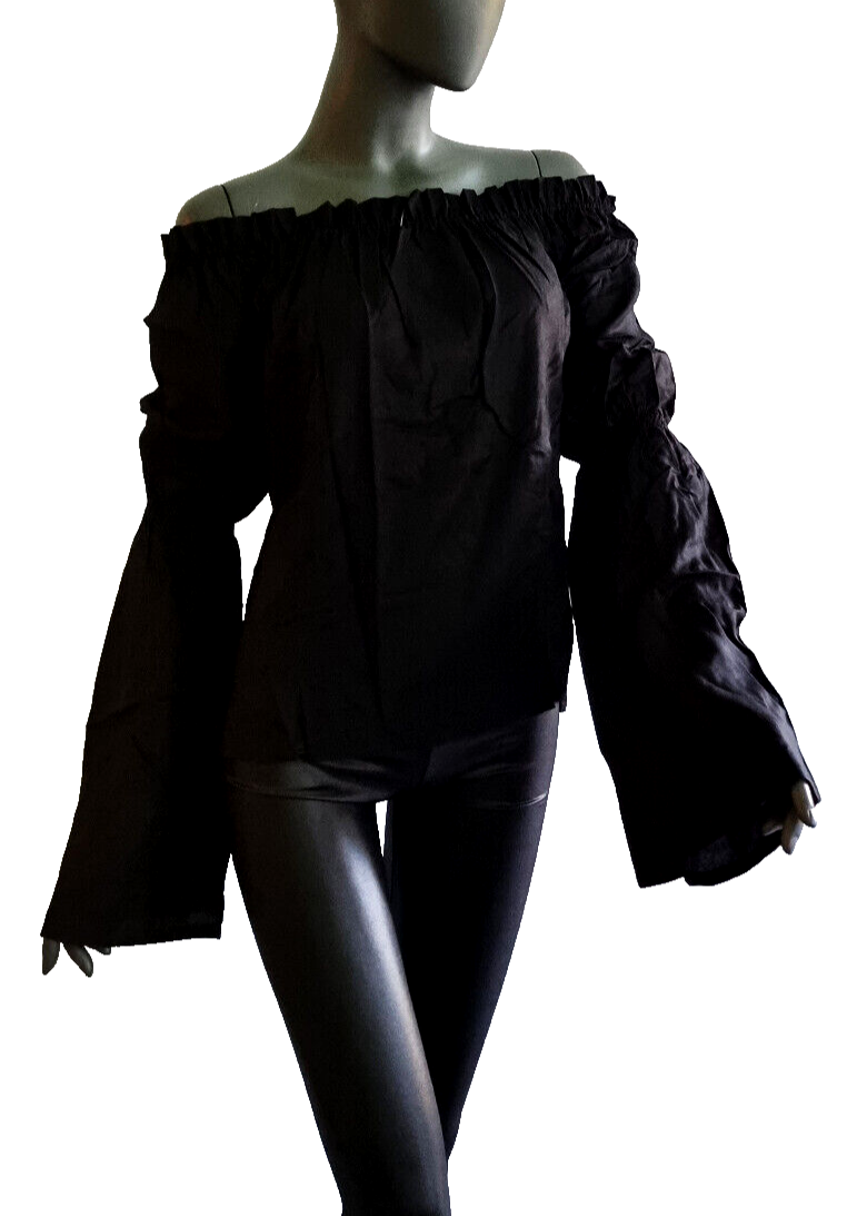 Mittelalter Gothic Pirat Larp Carmen-Bluse schwarz Gr.34-38
