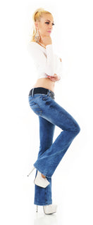 Zeige Bild Redseventy/Stidia Bootcut Jeans Hose Schlag Denim Stretch Gürtel  XS-XL 3