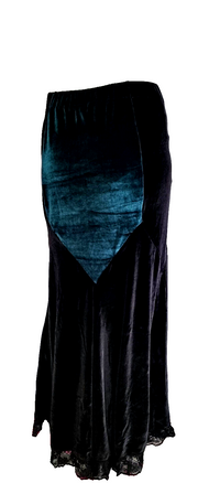 Maxirock Samt Corsagenlook Gothic Witch Punk Country schwarz-blau Gr.44-46