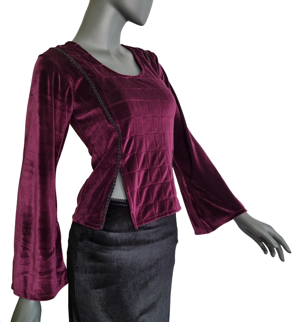 Samtshirt  grün Longsleeve Gothic Mittelalter Witch Gr. 38/40