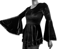 SamtTunika Gothic Witch Medieval Victorian schwarz Larp Gr.38-42