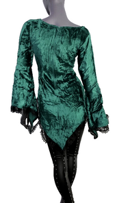 Samttunika  Gothic Pixie Punk Medieval Witch Vokuhila grün Gr.38-40