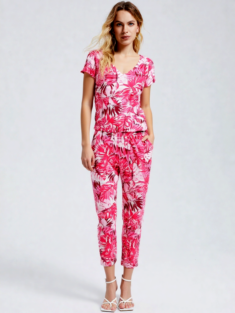 Aniston Selected Jumpsuit mit Gummibund und Taschen pink weiss Gr.36