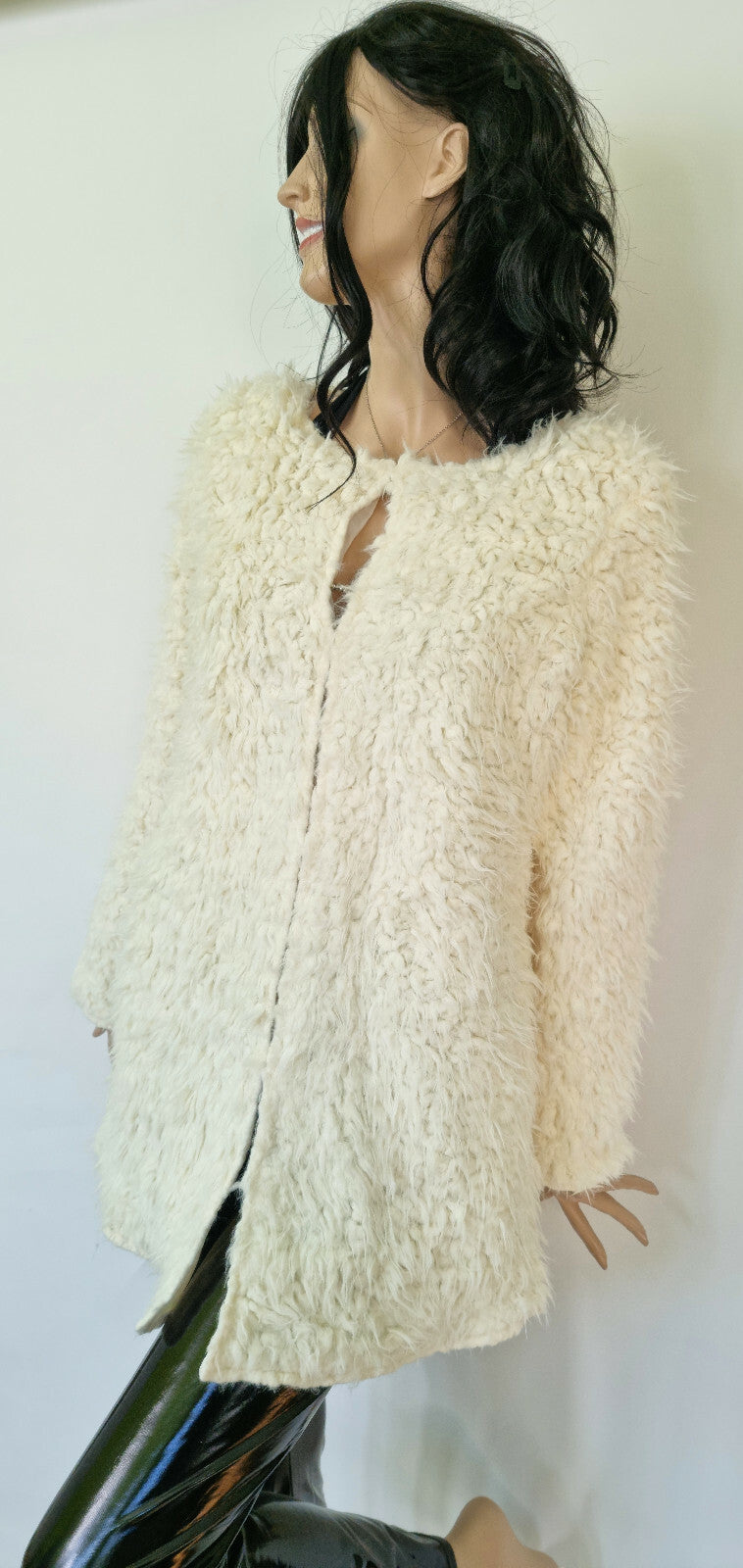 Flauschmantel Soft Übergangsjacke cremeweiss Gr.36-38