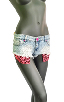 Zeige Bild J-Welly Redial Sexy Jeansshorts Low Cut Hotpants Hüftjeans Leopard Gr.36 4