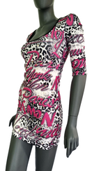 Zeige Bild Melrose MiniKleid Grafik Kleid Nieten Longshirt Cityprint Leopard Gr. 34-40 3