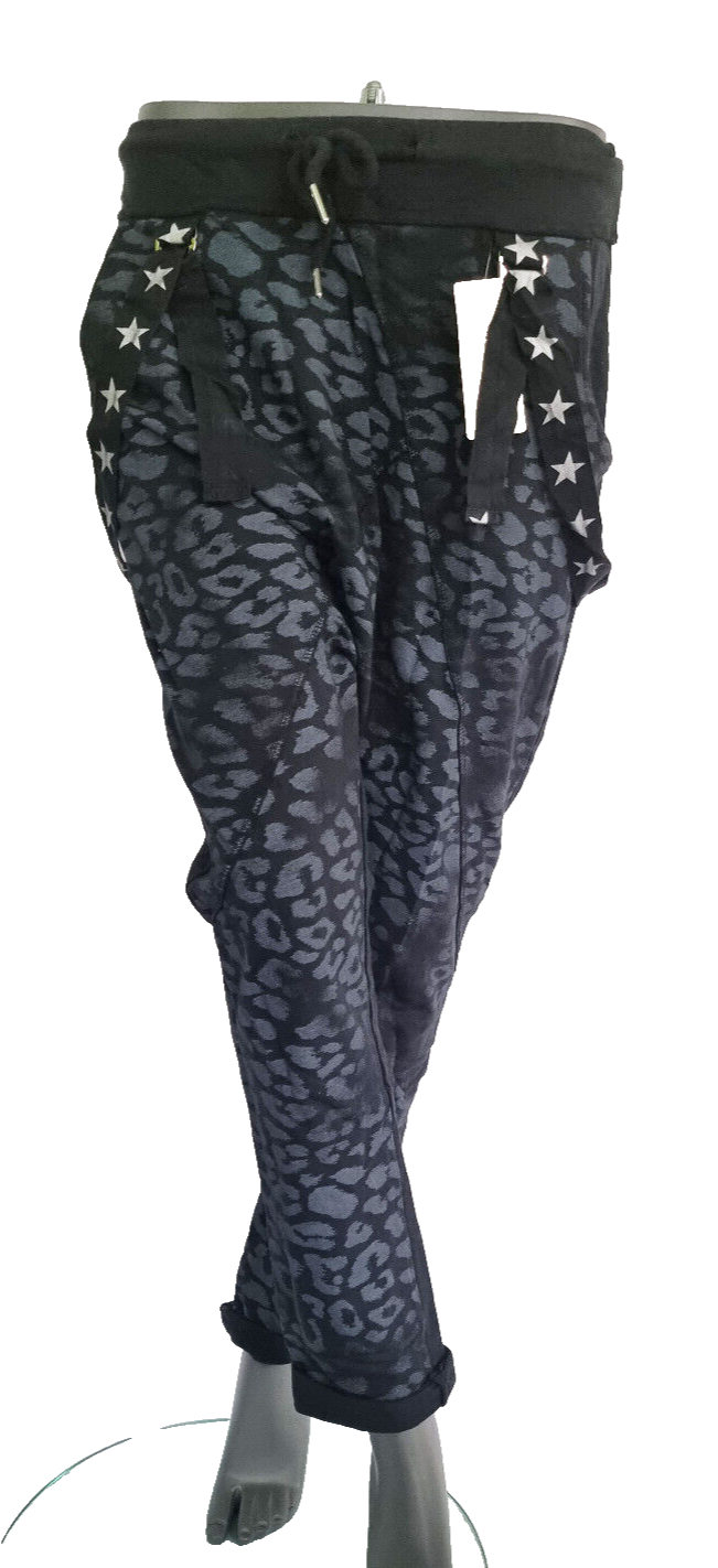 Jogpants Italy Freizeithose Schlupfhose Leopard Harem Boyfriend Gr.34-38 onesize