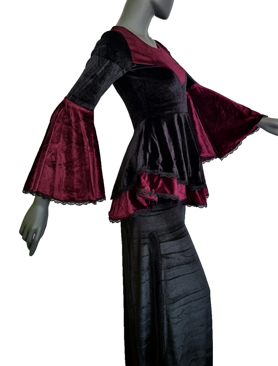 SamtTunika  Gothic  Witch Medieval Victorian schwarz Larp Gr.34-38