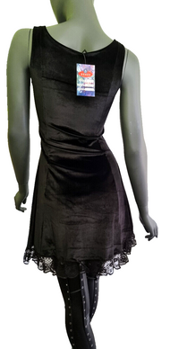 Samtkleid mit Spitze schwarz Gothic Punk Medieval Gr.34/36