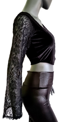 Zeige Bild Bäres Kurztop SamtSpitze Gothic Punk Victorian schwarz-violett  Gr.34-38 2