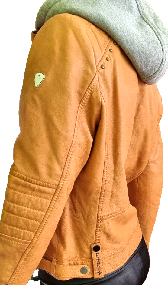 Alpenblitz Lederjacke mit Sweat Hoodie Bikerjacke Lammnappa Echtgrösse 38 (40)