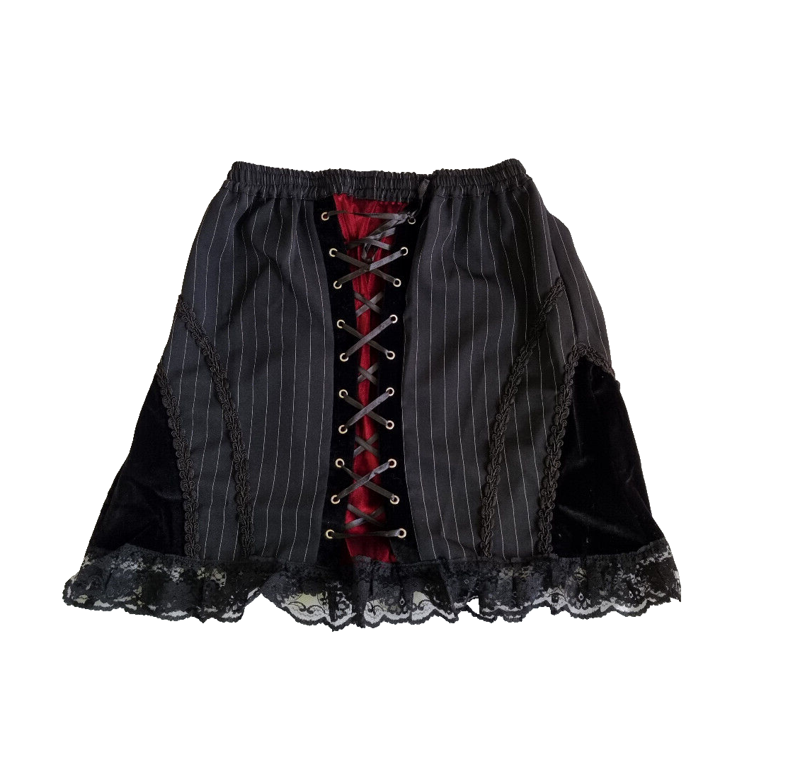 Rock Corsagenschnürung Gothic Punk Rock Pinstripe  schwarzrot Gr. 34-38 freesize