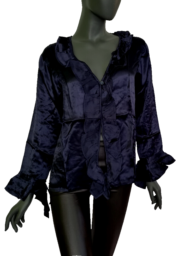 Bäres Steampunk Barock Rokoko Piratin Rüschen Bluse Kostüm Gothic  blau Gr.36-40