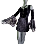 Zeige Bild Bäres Samt Longshirt Kleid Gothic  Witch Medieval Punk schwarz Spitze  Gr.38-42 3