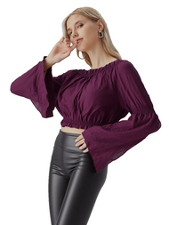 Kurz-Bluse Multi Styles Gothic Pirat Larp Country lila Gr.34-38