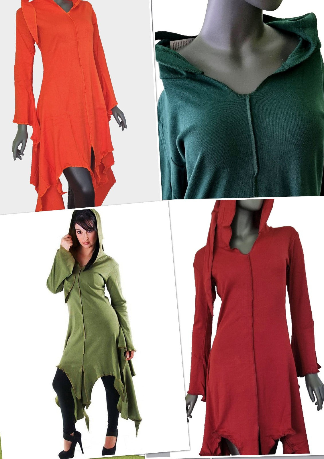 Gugel ZipfelKleid Medieval Gothic Ethno Hippie Witch Pixie  Gr.S/M, L/XL