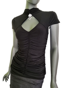 Zeige Bild Melrose Longtop Raffung sexy Neckholder Strass-Brosche Gr.36 2