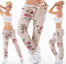 Zeige Bild ITALY Damen Hose  Blumen Boho Landhaus Leinen Look altrosa Gürtel 34-38 3