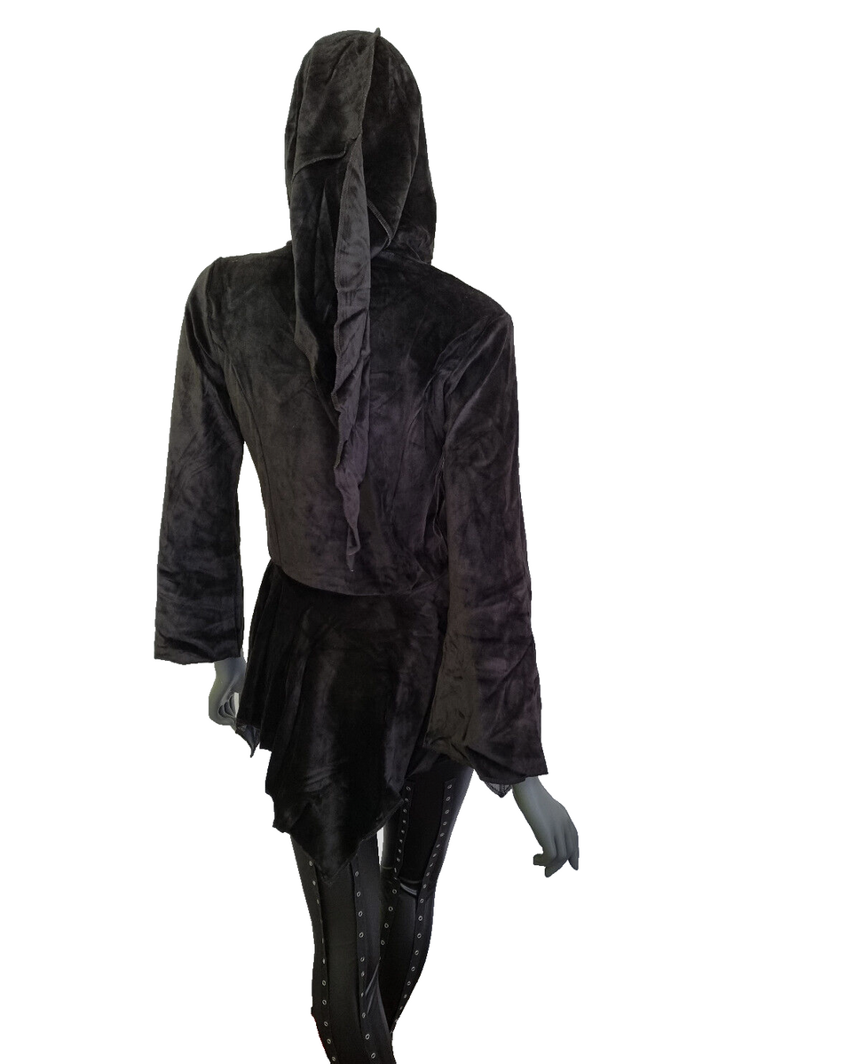 Gugel Nickishirt Vintage Look Mittelalter Gothic Pixie schwarz Gr.34-38 kl.40