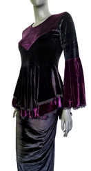 Zeige Bild SamtTunika  Gothic  Witch Medieval Victorian schwarz-lila Larp Gr.34-38 2
