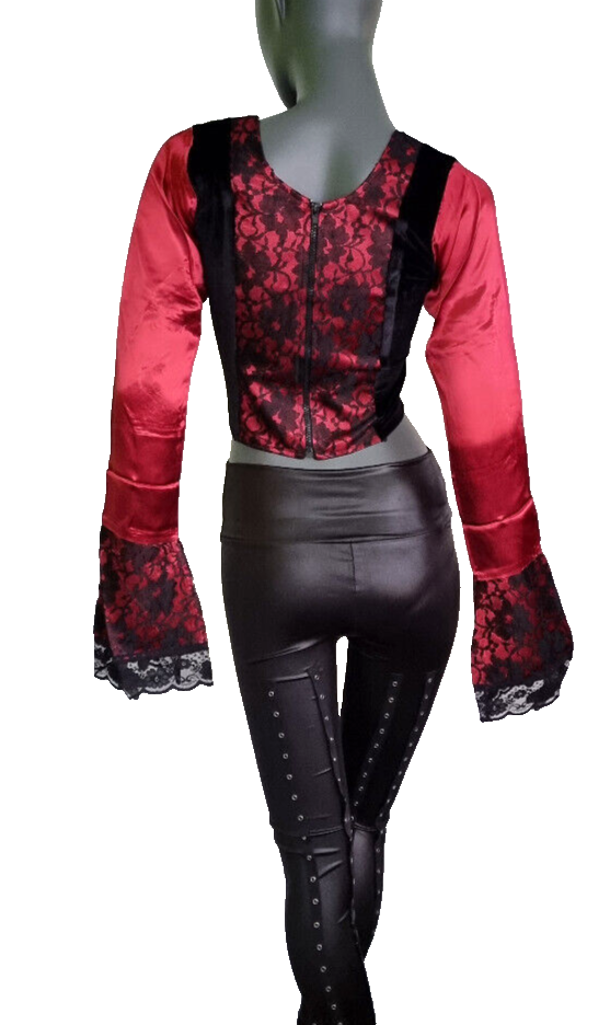 Miedertop Samt Spitze Gothic  victorian barock bordeaux Gr. 34-38