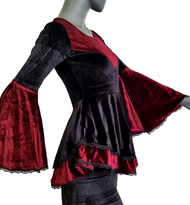 SamtTunika Gothic Witch Medieval Victorian schwarz-rot Larp Gr.38-42