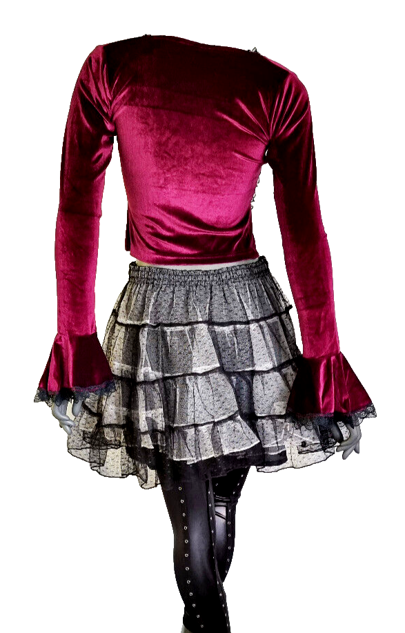 Bäres Samtbluse Schnürung Raffung Barock Gothic bordeaux Gr.34/36