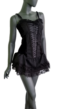 Bäres Corsagenkleid Minikleid Mieder Gothic Punk Victorian Pinstripes Gr.36/38