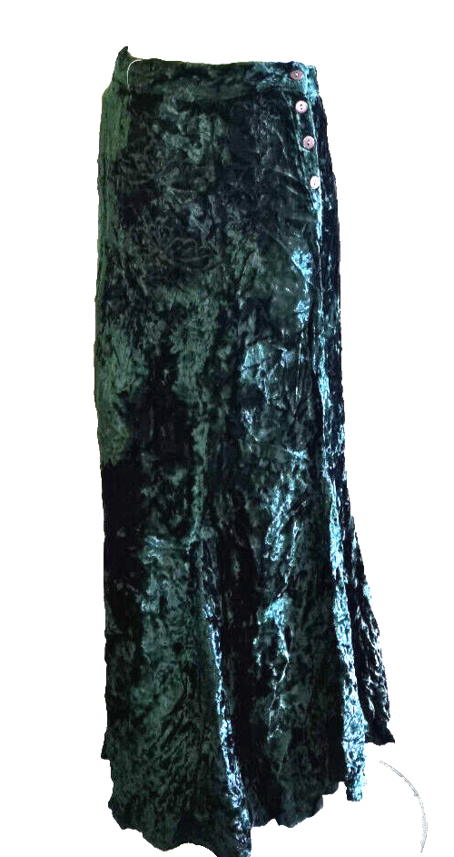 Crincle Maxirock Samtrock  Gothic Witch Punk Pixie  Medieval grün 34/36 kl.38