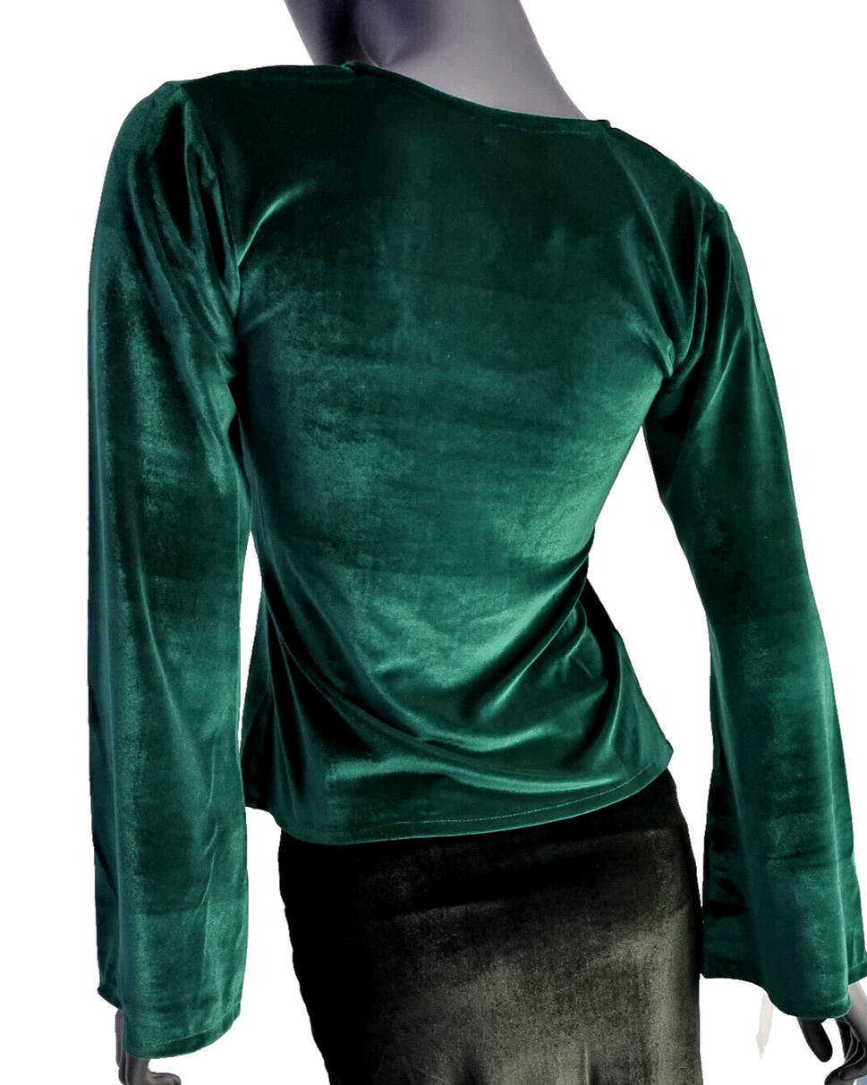 Samtshirt  grün Longsleeve Gothic Mittelalter Witch Gr. 38/40