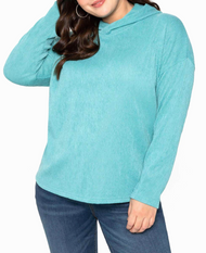 Sheego Longsleeve Struktur Kapuzenshirt Hoodie Gr. 44/46