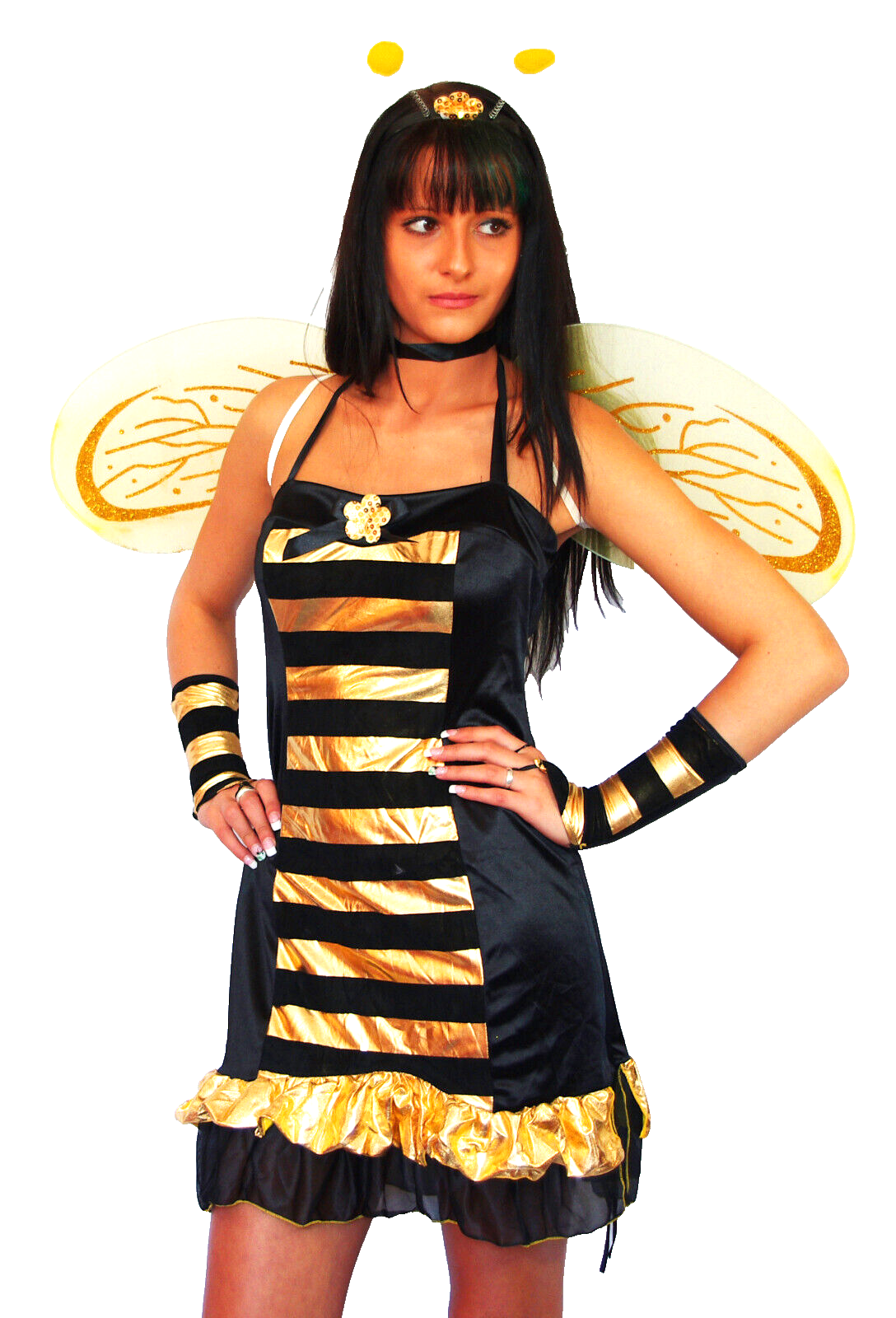 Faschingskostüm stretch Karneval Biene Königin Wespe Gr.34/36