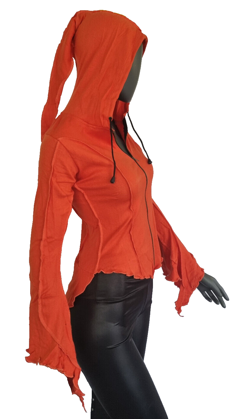 Gugel Shirtjacke Goa Ethno Medieval Hippie orange Gr.38-40