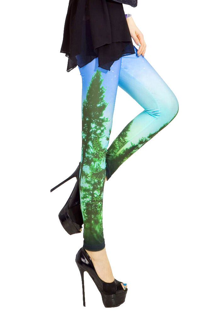 Galaxy Glanz Leggings Himmel Tree Gr.34/36