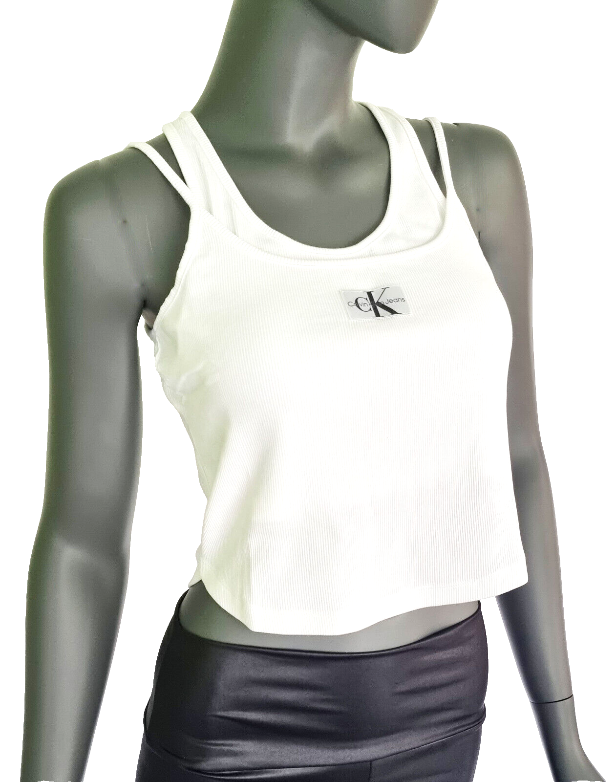Calvin Klein Badge Rib double Layer Top crop Gr.XXL  42-44