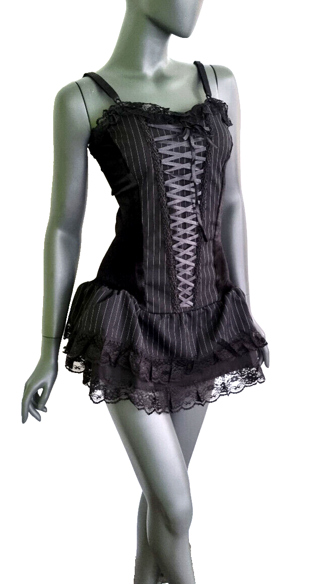 Bäres Corsagenkleid Minikleid Mieder Gothic Punk Victorian Pinstripes Gr.34/36
