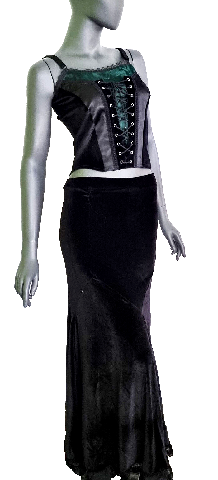 Corsagentop Samt Miedertop Gothic Punk Rock schwarz-bordeaux Gr.38