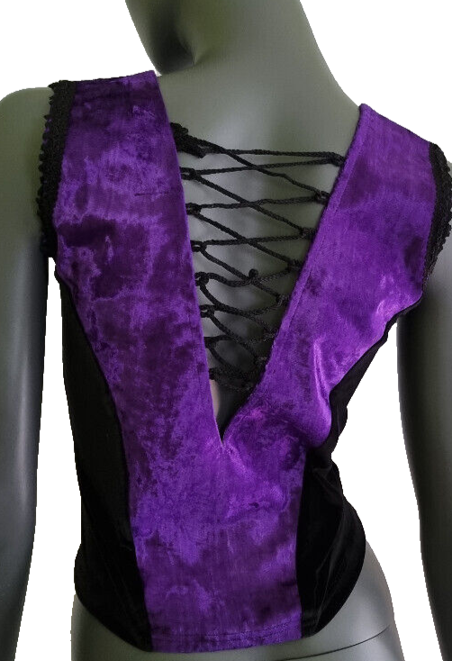 Corsagentop Schnürung Samt Pentagramm Gothic Punk Medieval Witch lila Gr. M36