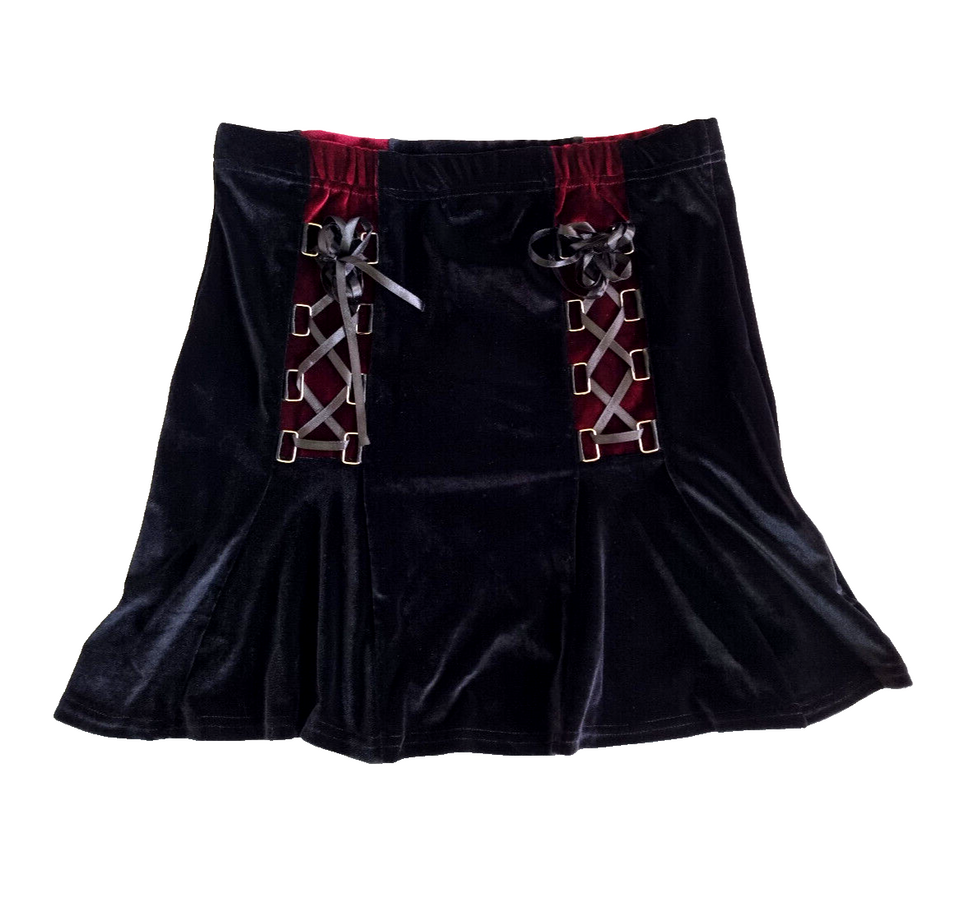 Minirock Samtrock Schnürung Gothic Punk Rock Dark  Gr.34-38