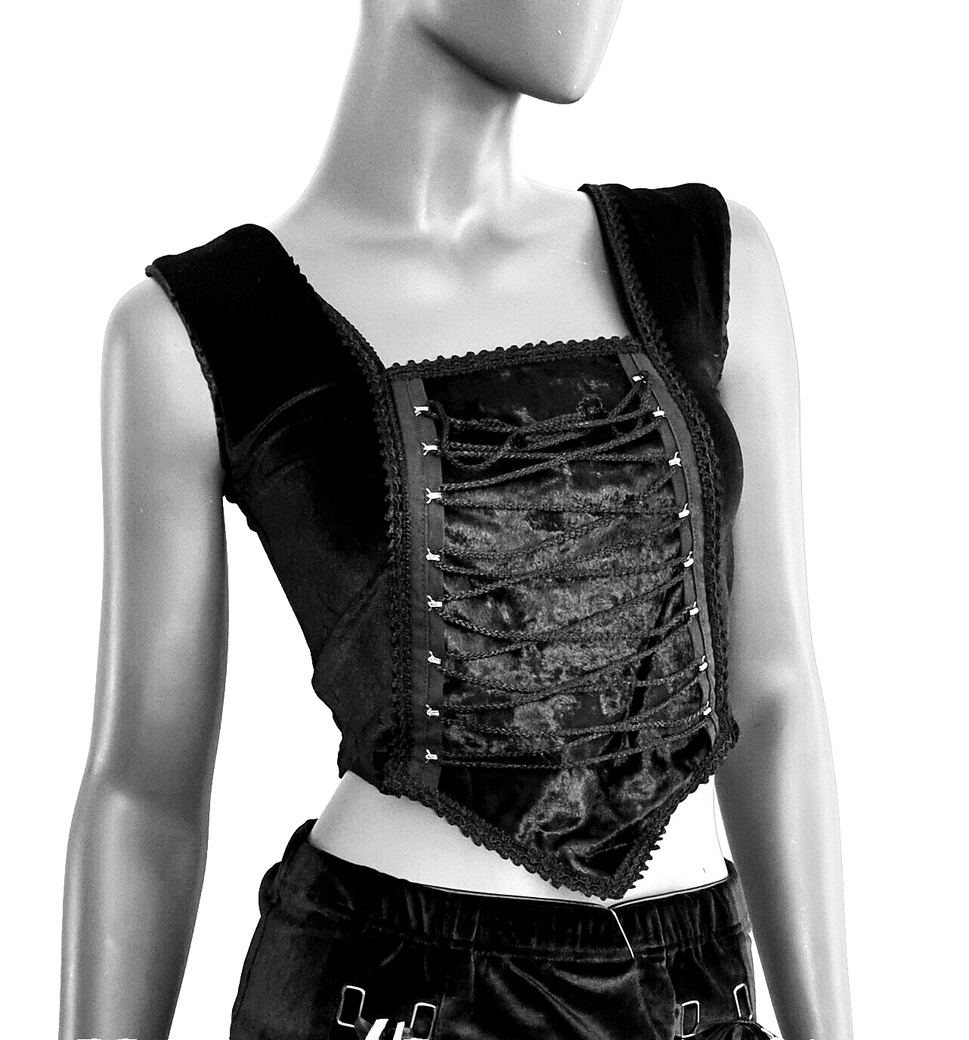 Samttop Miedertop Gothic Larp Witch Medieval Corsagentop Gr. S/M 34/36 kl.38