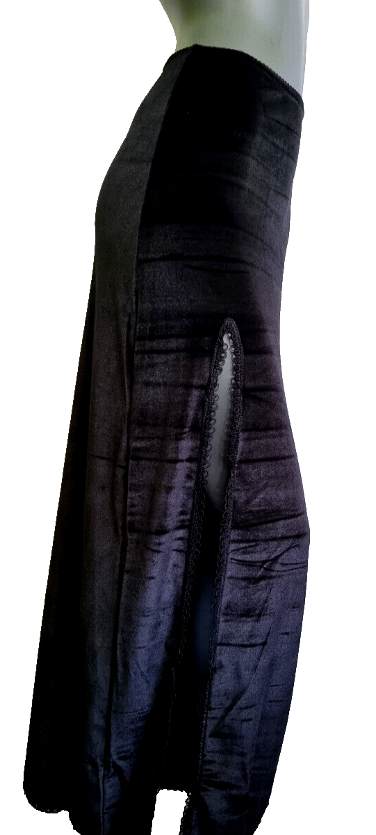 Bäres Gothic Medieval Larp Punk Maxirock Samtrock Schlitz schwarz Gr.34-38