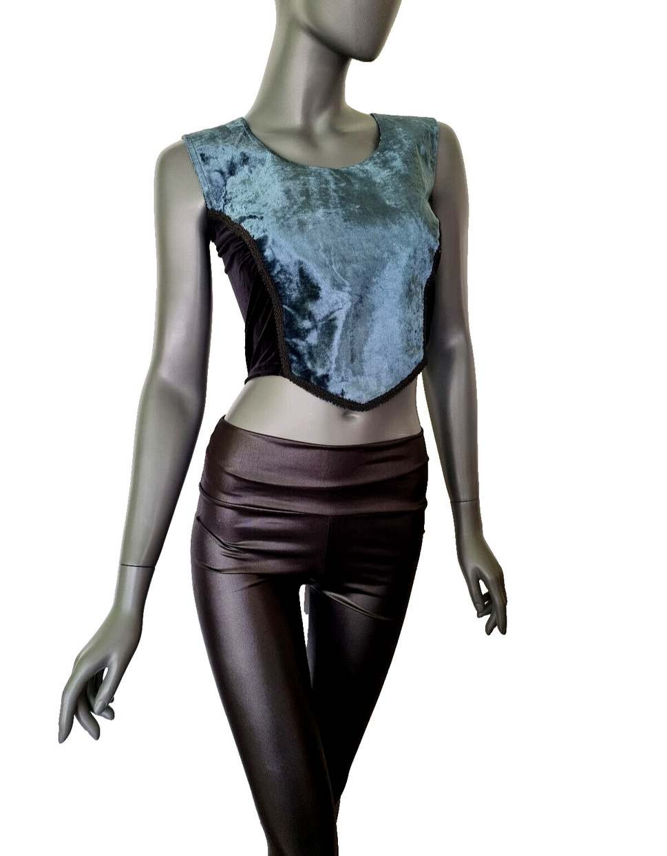 Corsagentop Samt  Gothic Punk Medieval Witch petrolblau Gr.36 kleine 38