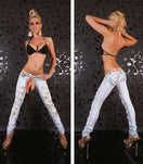 Zeige Bild Simply Chic Stretch-Röhrenjeans Gürteltuch Risse Goldglam  Low Cut Gr. 34-38 2
